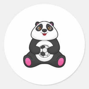 Panda som fotbollsspelare med fotboll runt klistermärke