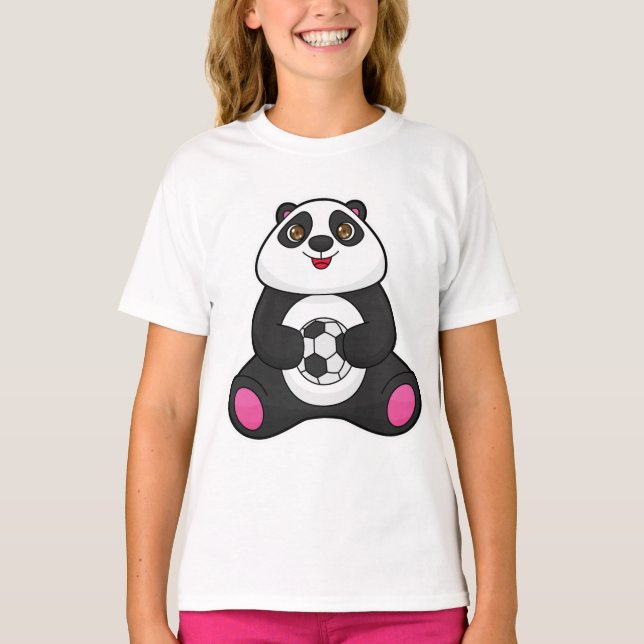 Panda som fotbollsspelare med fotboll t shirt (Framsida)