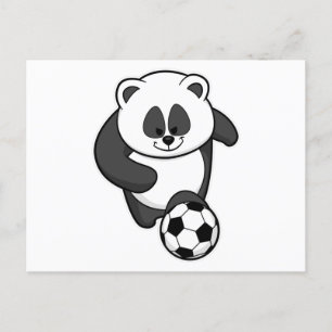 Panda som fotbollsspelare på fotboll vykort