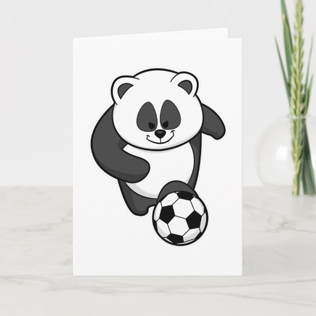 Panda som fotbollsspelare på fotbollen kort (Framsida)