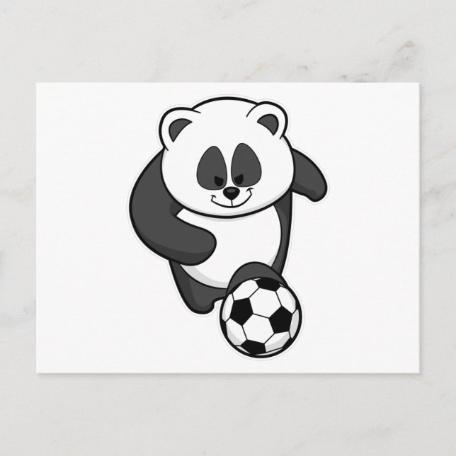 Panda som fotbollsspelare på fotbollen vykort (Framsida)