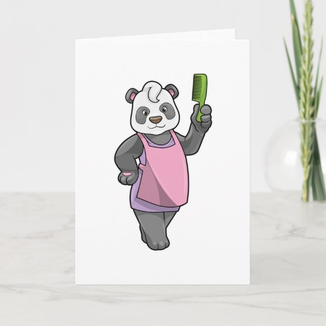 Panda som frisör med kam kort (Framsida)