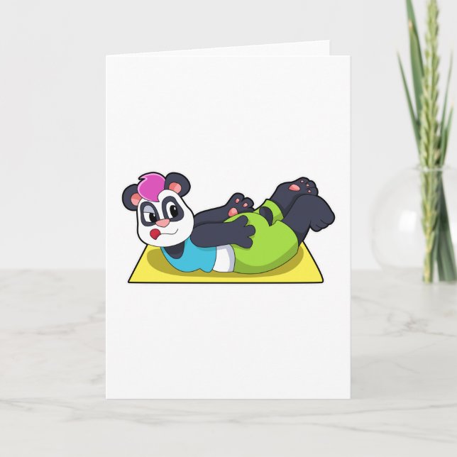 Panda som gör Yoga på yogamattan Kort (Framsida)