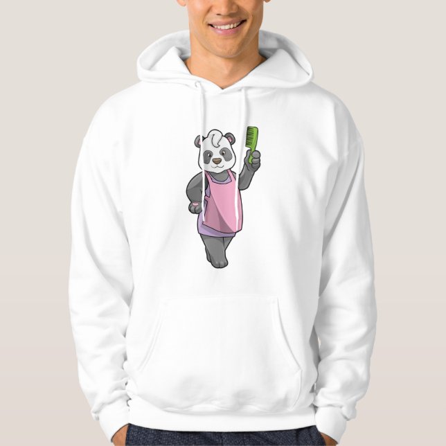 Panda som Hairdresser med Comb Hoodie (Framsida)