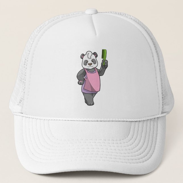 Panda som Hairdresser med Comb Keps (Framsida)
