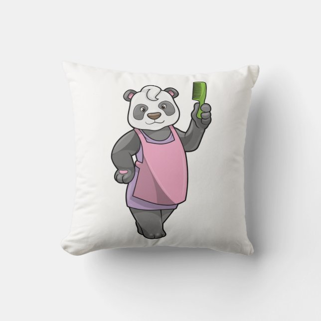 Panda som Hairdresser med Comb Kudde (Framsida)