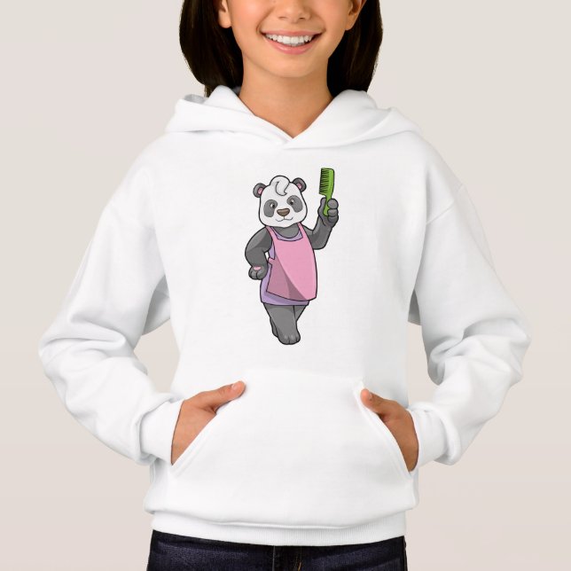 Panda som Hairdresser med Comb T Shirt (Framsida)