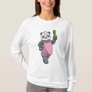 Panda som Hairdresser med Comb T Shirt