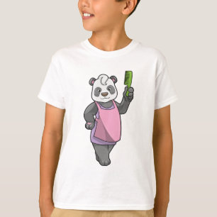 Panda som Hairdresser med Comb T Shirt