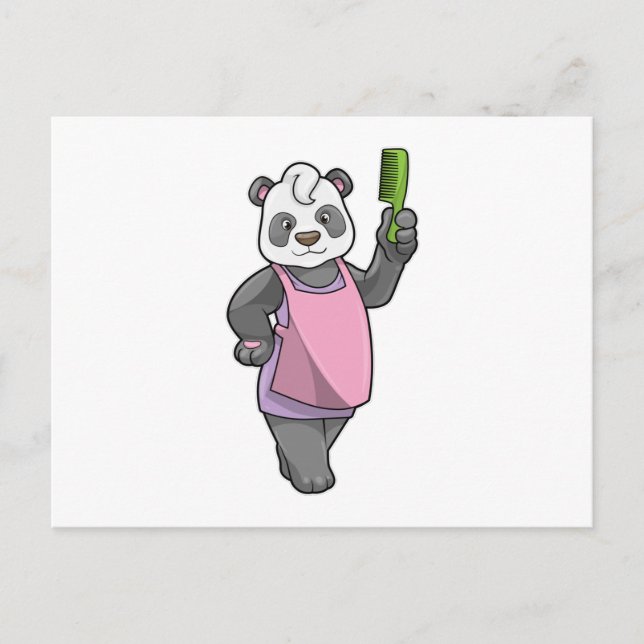 Panda som Hairdresser med Comb Vykort (Framsida)
