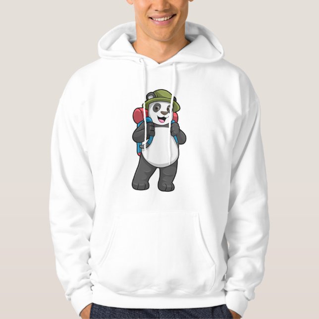 Panda som Hiker med ryggsäck Hoodie (Framsida)
