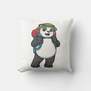 Panda som Hiker med ryggsäck Kudde
