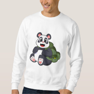 Panda som Hiker med ryggsäck Lång Ärmad Tröja