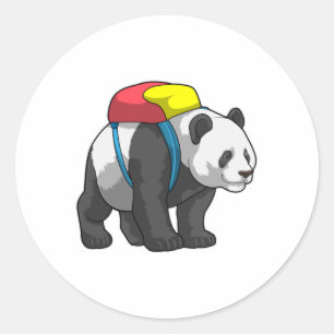 Panda som Hiker med ryggsäck Runt Klistermärke