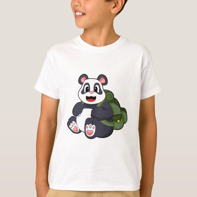 Panda som Hiker med ryggsäck T Shirt (Framsida)