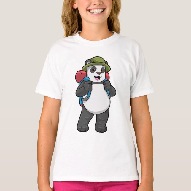 Panda som Hiker med ryggsäck T Shirt (Framsida)