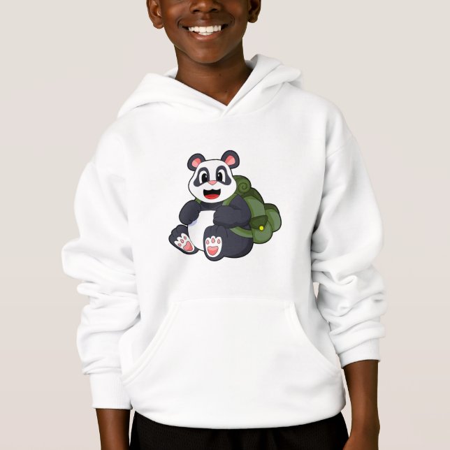 Panda som Hiker med ryggsäck T Shirt (Framsida)