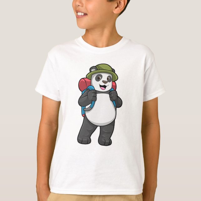 Panda som Hiker med ryggsäck T Shirt (Framsida)