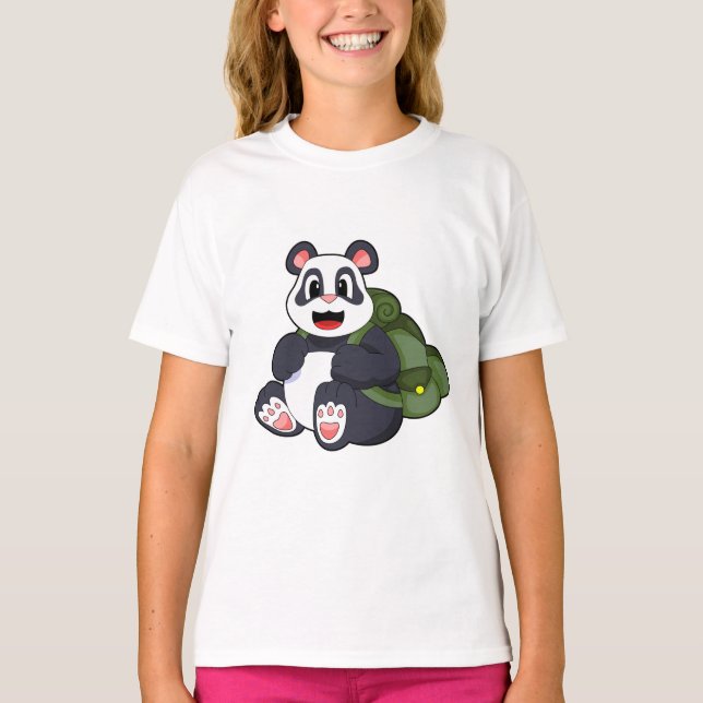Panda som Hiker med ryggsäck T Shirt (Framsida)