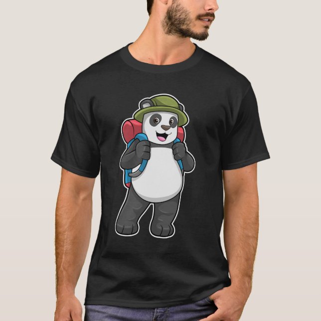 Panda som Hiker med ryggsäck T Shirt (Framsida)