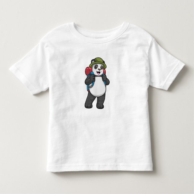 Panda som Hiker med ryggsäck T Shirt (Framsida)
