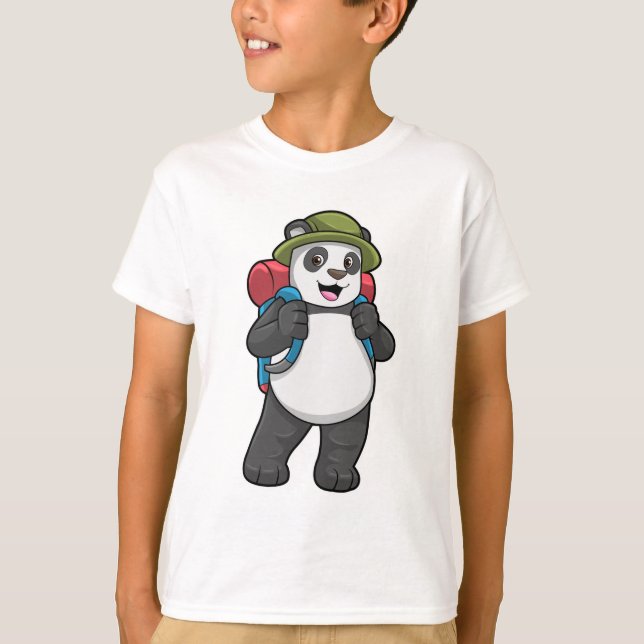 Panda som Hiker med ryggsäck T Shirt (Framsida)