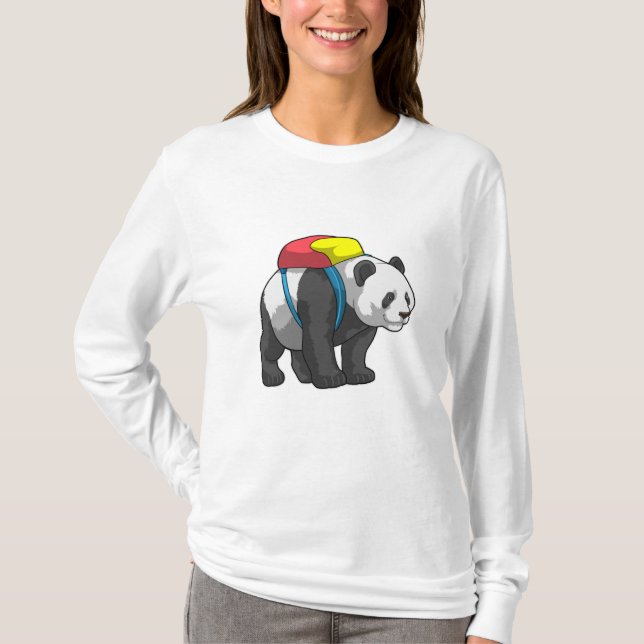Panda som Hiker med ryggsäck T Shirt (Framsida)