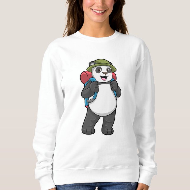 Panda som Hiker med ryggsäck T Shirt (Framsida)