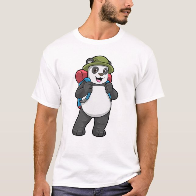 Panda som Hiker med ryggsäck T Shirt (Framsida)