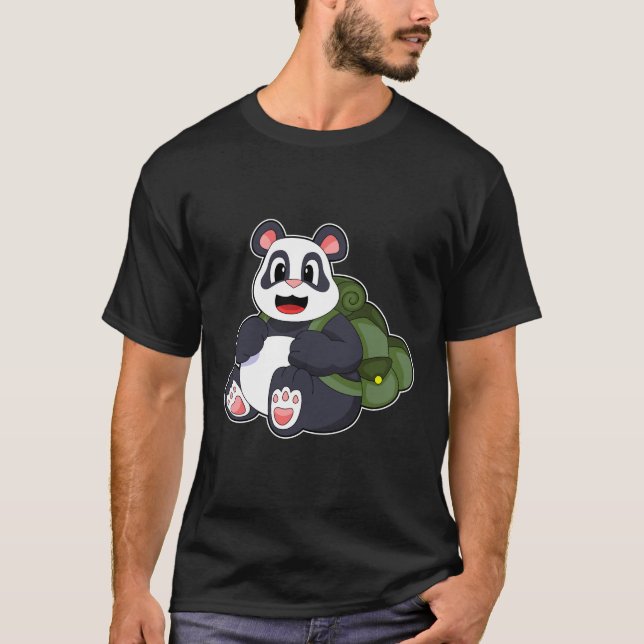 Panda som Hiker med ryggsäck T Shirt (Framsida)