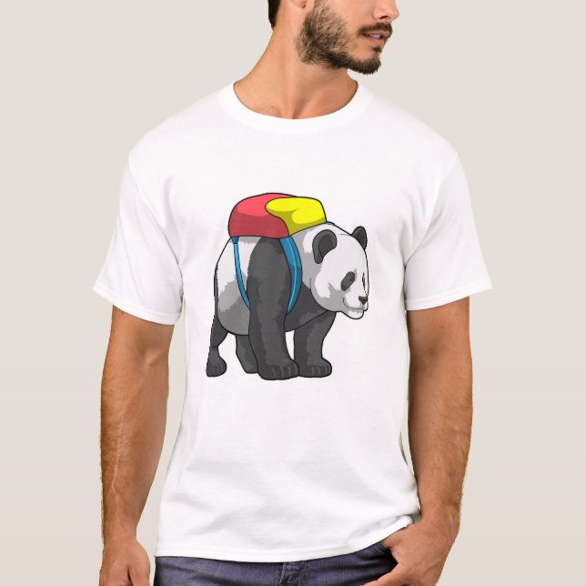 Panda som Hiker med ryggsäck T Shirt (Framsida)