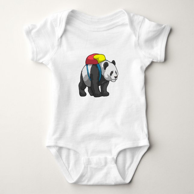 Panda som Hiker med ryggsäck T Shirt (Framsida)