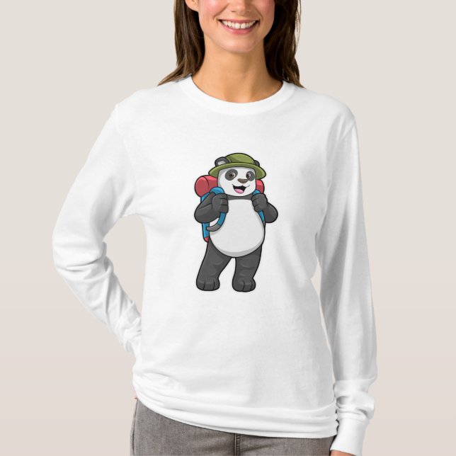 Panda som Hiker med ryggsäck T Shirt (Framsida)