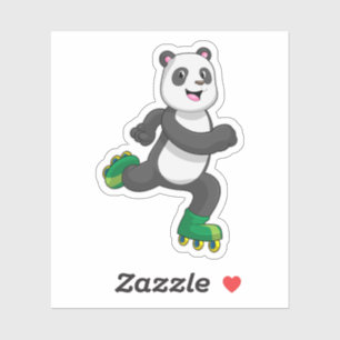Panda som infogad skater med rullskridskor klistermärken