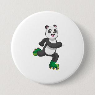 Panda som infogad skater med rullskridskor knapp