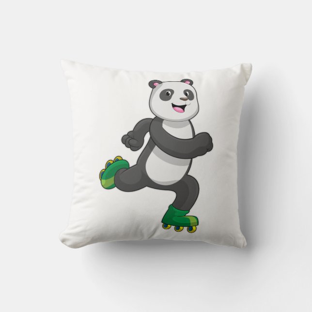 Panda som infogad skater med rullskridskor kudde (Framsida)