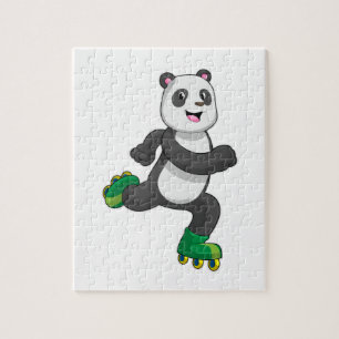 Panda som infogad skater med rullskridskor pussel