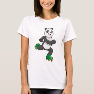 Panda som infogad skater med rullskridskor t shirt