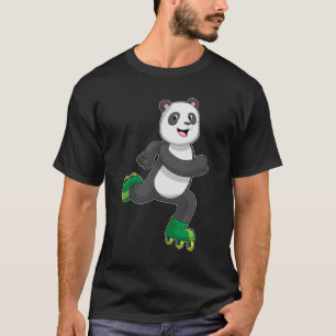 Panda som infogad skater med rullskridskor t shirt
