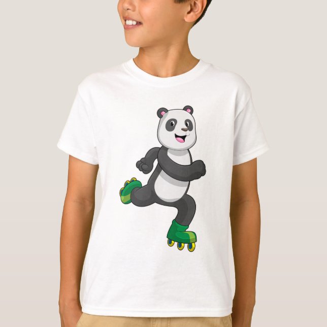 Panda som infogad skater med rullskridskor t shirt (Framsida)