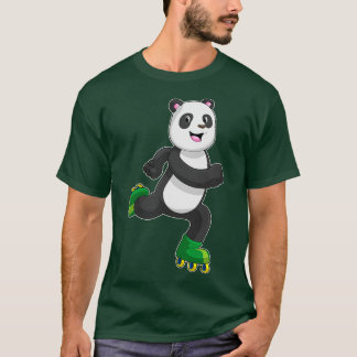 Panda som infogad skater med rullskridskor t shirt
