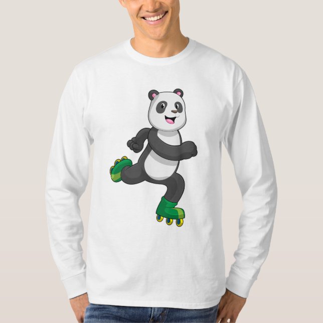 Panda som infogad skater med rullskridskor t shirt (Framsida)