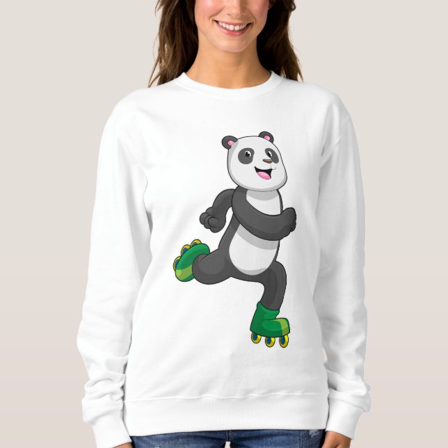 Panda som infogad skater med rullskridskor t shirt (Framsida)