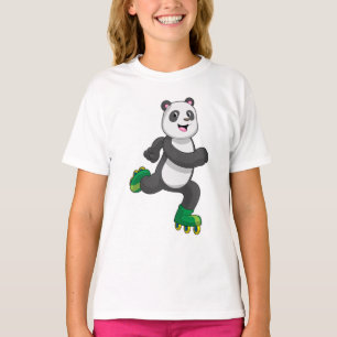 Panda som infogad skater med rullskridskor t shirt