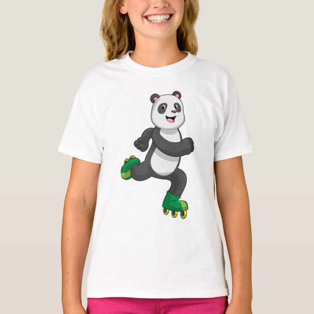 Panda som infogad skater med rullskridskor t shirt (Framsida)