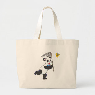 Panda som jagar fjärilen jumbo tygkasse