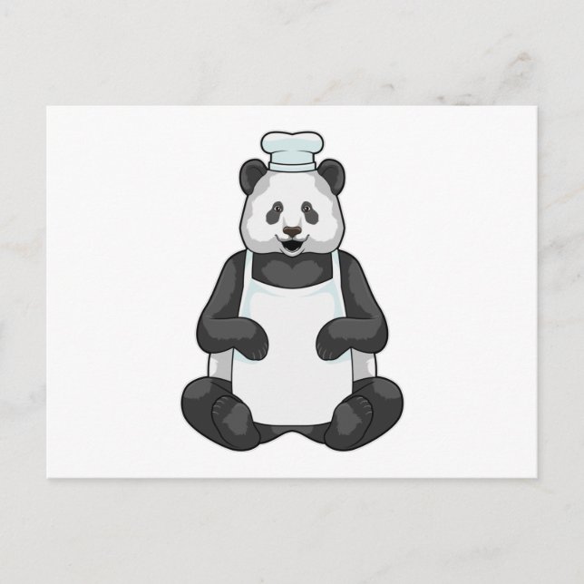 Panda som kock med kokhatt vykort (Framsida)