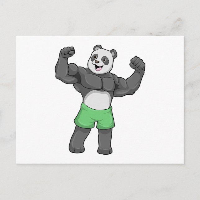 Panda som kroppsbyggare på kroppsbyggartävling vykort (Framsida)