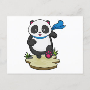 Panda som löpare med skärp vykort