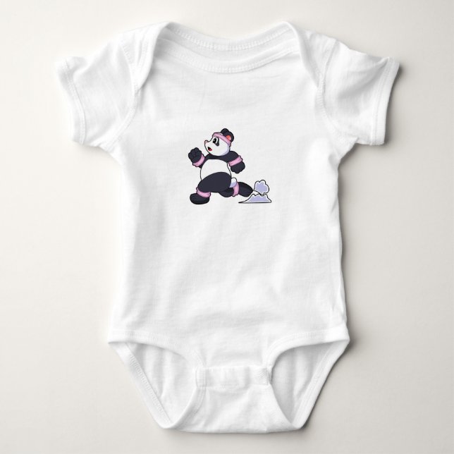 Panda som löpare vid löpning t shirt (Framsida)